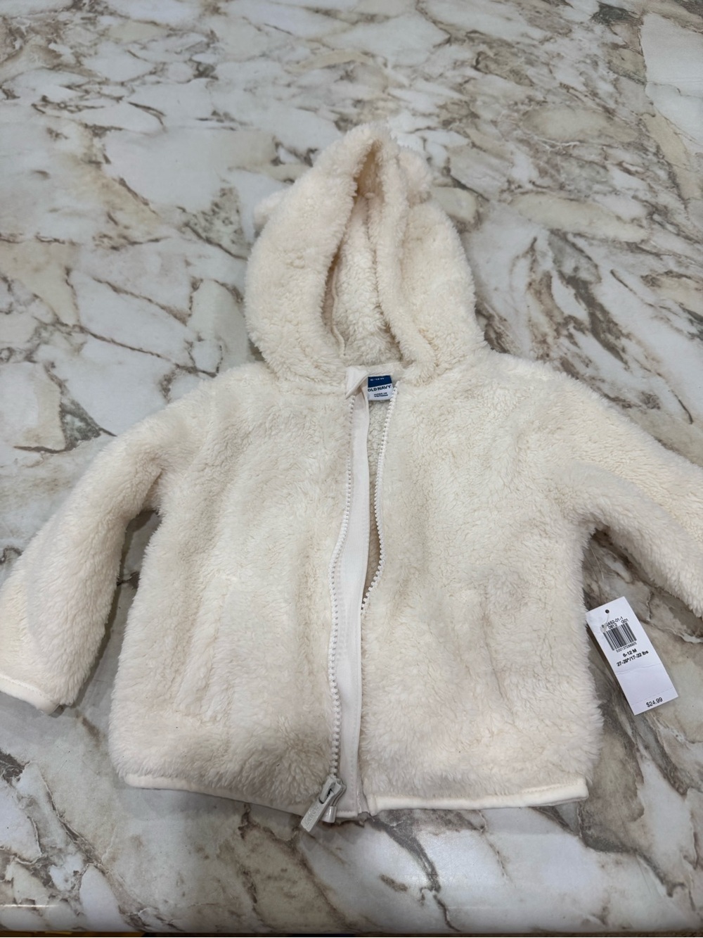 Old Navy Cream Plush Hooded Jacket for Baby